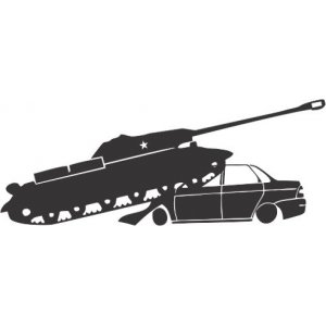 Наклейка на машину "Противостояние Танк ИС-3 и Лада - Приора"