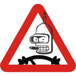 Наклейка на машину "Робот Бендер за рулем"