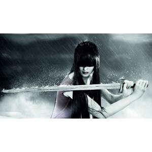 Наклейка на машину "Девушка и меч. Самурай. Япония. Полноцветная"