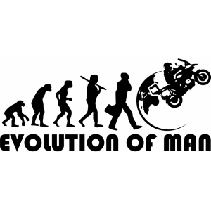 Наклейка на машину "Эволюция человека Байкер. Мотоциклист. Biker"