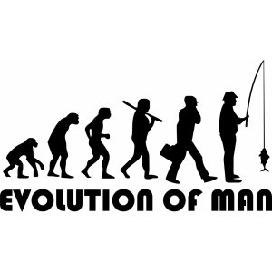 Наклейка на машину "Эволюция человека Рыбак. Рыбалка"