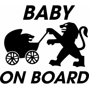 Наклейка на машину "Baby on Board. Peugeot. Ребенок в машине версия 34"