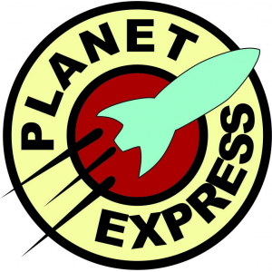 Наклейка на машину "Bender (Футурама) Planet Express полноцветная"