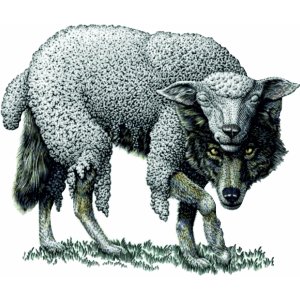 Наклейка на машину "Волк в овечьей шкуре версия 1 полноцветная"