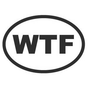 Наклейка на машину "WTF"