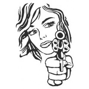 Наклейка на машину "Girl with Gun - девушка с пистолетом"