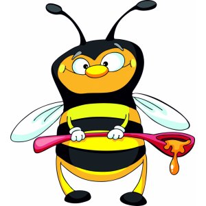 Наклейка на машину "Пчелка с ложкой с медом. Пчела версия 4. Полноцветная"