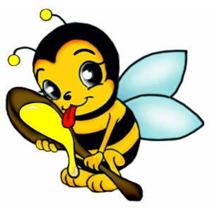 Наклейка на машину "Пчелка с ложкой с медом. Пчела версия 5. Полноцветная"