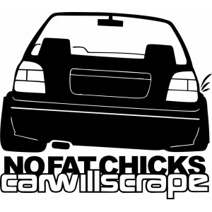Наклейка на машину "No fat chicks. Car wills crape. Толстушкам нет"