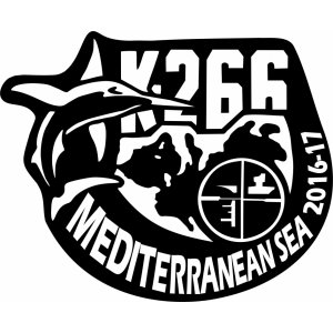 Наклейка на машину "K-266. Подводная лодка. Субмарина. Mediterranean sea"