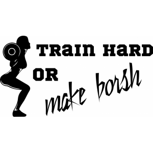 Наклейка на машину "Девушка со штангой. Train hard or make borsh"