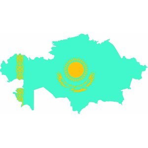 Наклейка на машину "Флаг Казахстана в виде карты Казахстана"