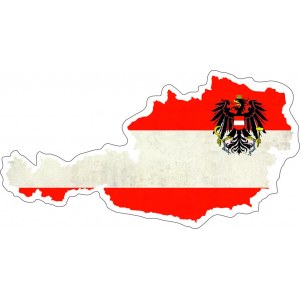 Наклейка на машину "Флаг и Герб Австрии в виде карты страны"