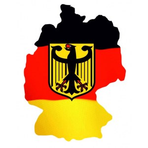 Наклейка на машину "Флаг и Герб Германии в виде карты страны"
