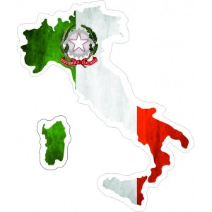 Наклейка на машину "Флаг и Герб Италии в виде карты страны"
