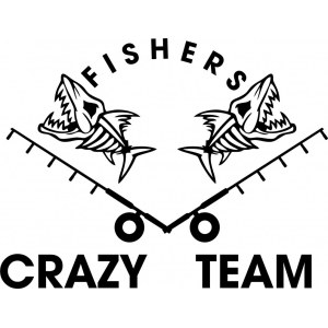 Наклейка на машину "Fishers. Crazy team. Рыбалка