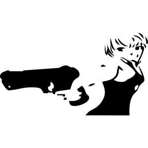 Наклейка на машину "Girl with Gun. Девушка с пистолетом версия 2"