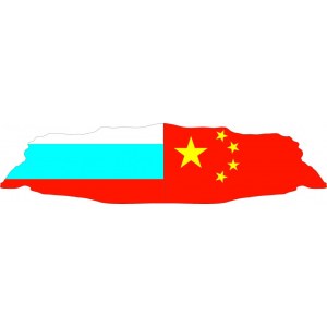 Наклейка на машину "Дружба Россия и Китай. Флаги"