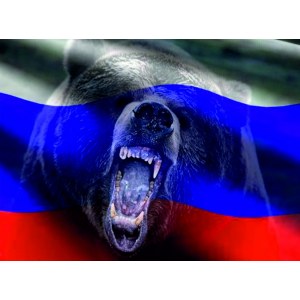 Наклейка на машину "Русский медведь версия 3. Флаг России"