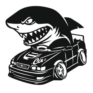 Наклейка на машину "Акула за рулем"